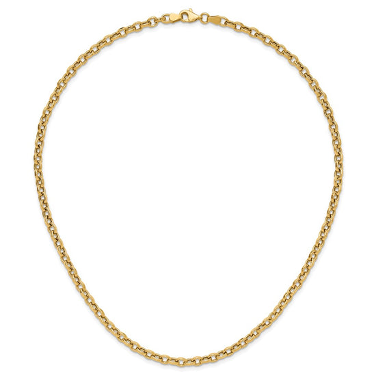 14K Polished 4.25mm Fancy Oval Cable Link 17.5 inch Necklace