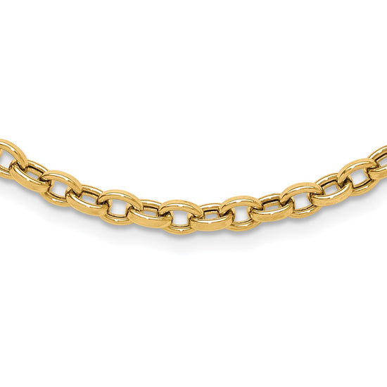 14K Polished 4.25mm Fancy Oval Cable Link 17.5 inch Necklace