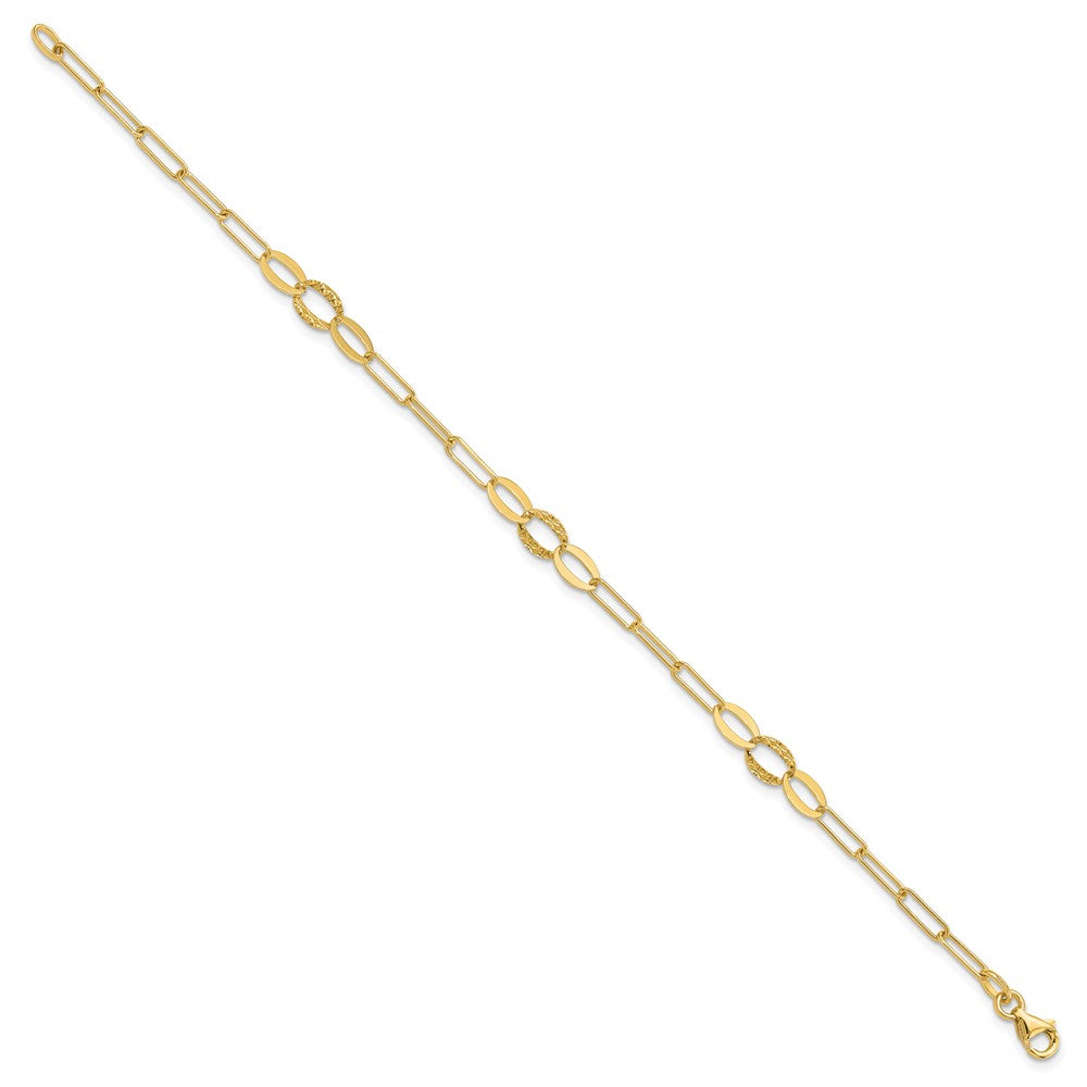 14K Diamond-cut Oval and Paperclip Link 7.25 inch Bracelet