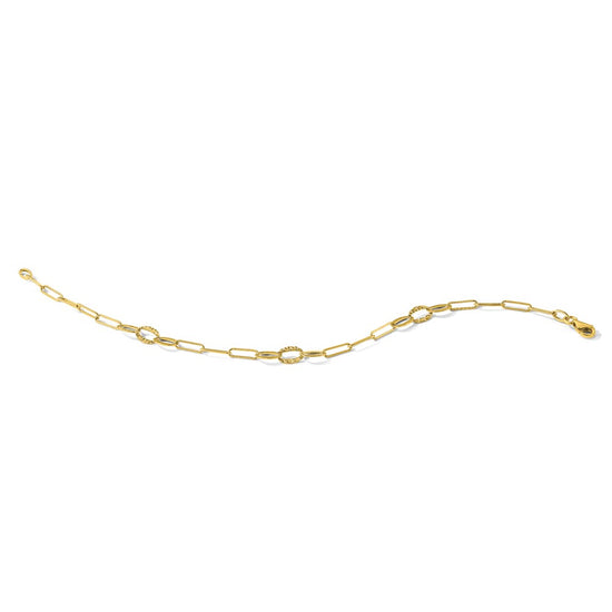 14K Diamond-cut Oval and Paperclip Link 7.25 inch Bracelet