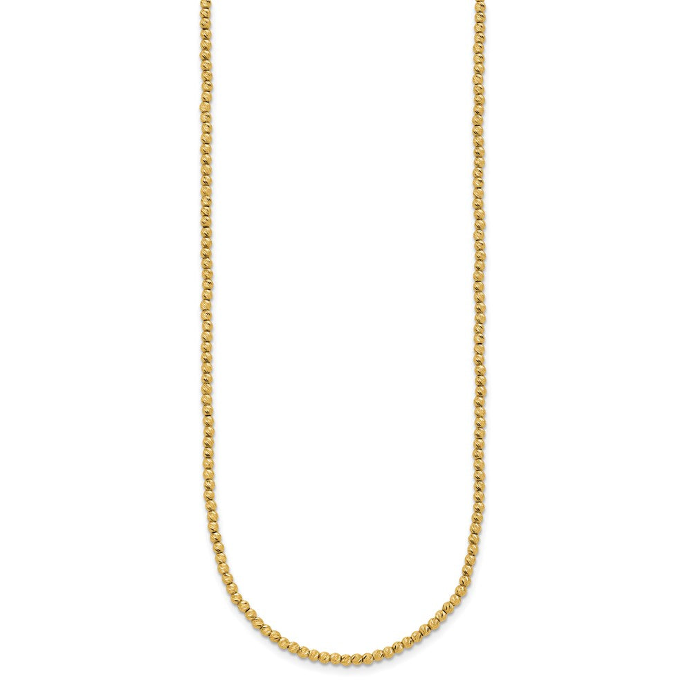 14K Polished and Diamond-cut Round Beaded 18 inch Necklace