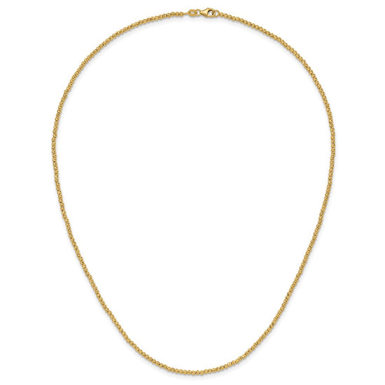 14K Polished and Diamond-cut Round Beaded 18 inch Necklace