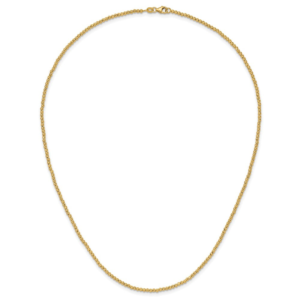 14K Polished and Diamond-cut Round Beaded 18 inch Necklace