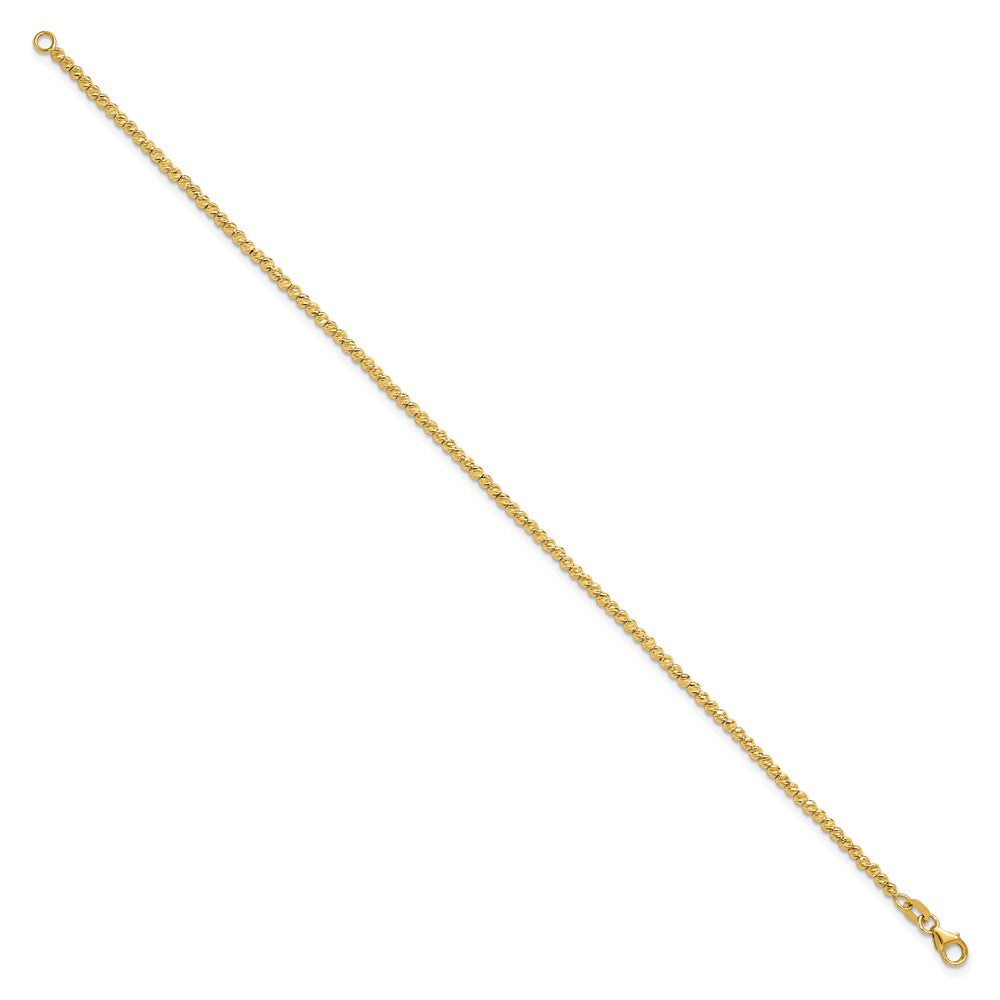 14K Polished and Diamond-cut Round Beaded 7.5 inch Bracelet