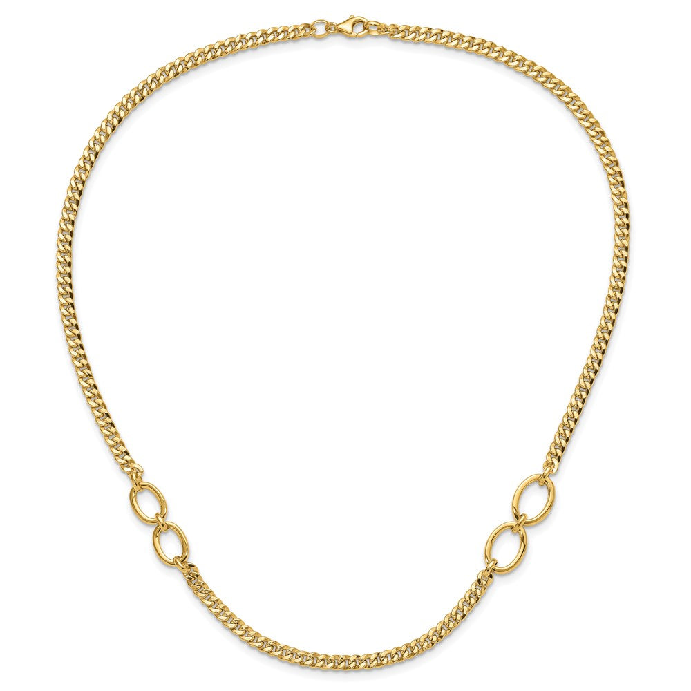 14K Polished Fancy Oval Links Curb Necklace