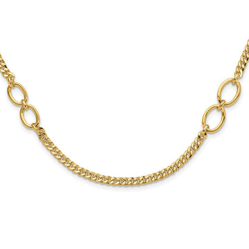 14K Polished Fancy Oval Links Curb Necklace