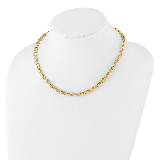 14K Polished 4.8mm Oval Fancy Triple Link 18 inch Necklace