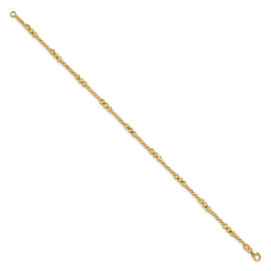 14K Diamond-cut Beaded 7.5 inch Bracelet