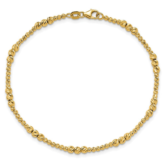 14K Diamond-cut Beaded 7.5 inch Bracelet