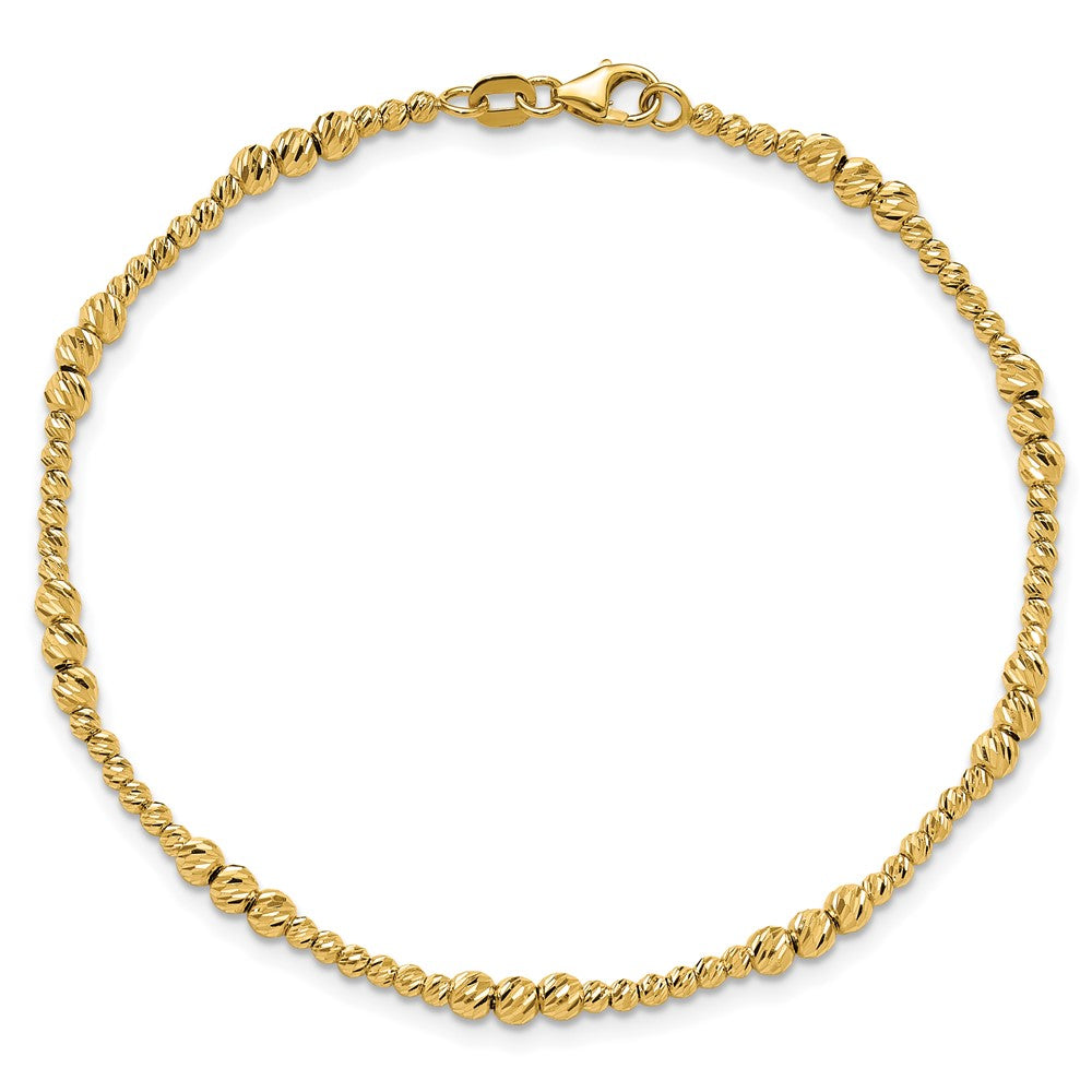 14K Diamond-cut Beaded 7.5 inch Bracelet