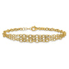 14K Polished and Textured Fancy Cable with 3-Strand Center 7.5 inch Bracelet Plus 0.5 inch Extender