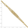 14K Polished and Textured Fancy Cable with 3-Strand Center 7.5 inch Bracelet Plus 0.5 inch Extender