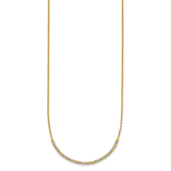 14K Two-tone Diamond-cut Beaded 18 inch Necklace