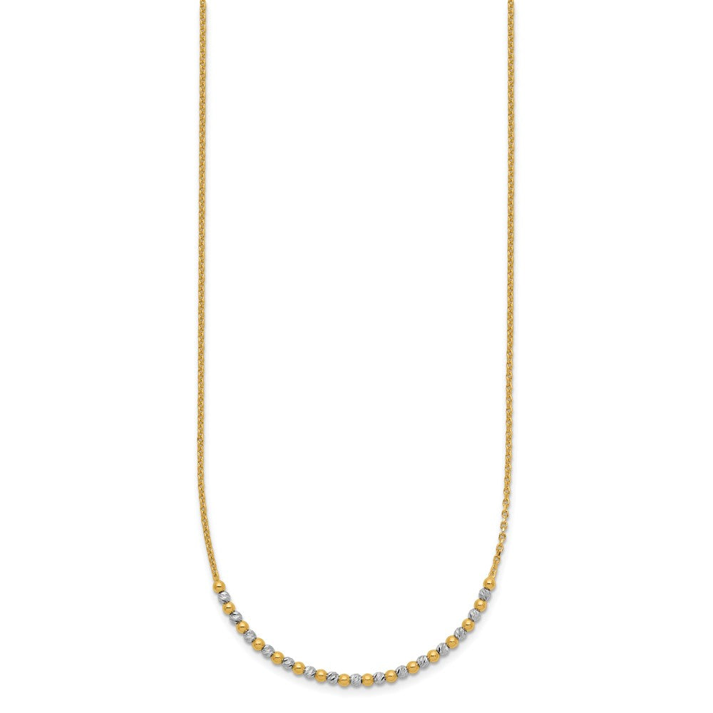 14K Two-tone Diamond-cut Beaded 18 inch Necklace