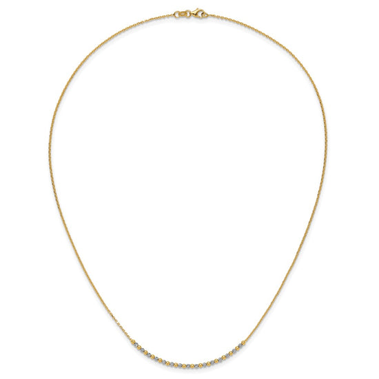 14K Two-tone Diamond-cut Beaded 18 inch Necklace