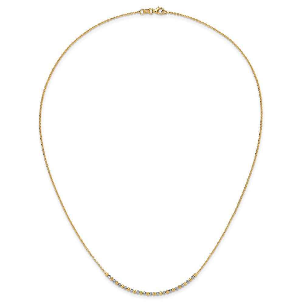 14K Two-tone Diamond-cut Beaded 18 inch Necklace