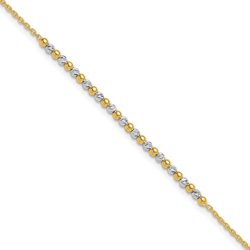 14K Two-tone Diamond-cut Beaded 7.5 inch Bracelet