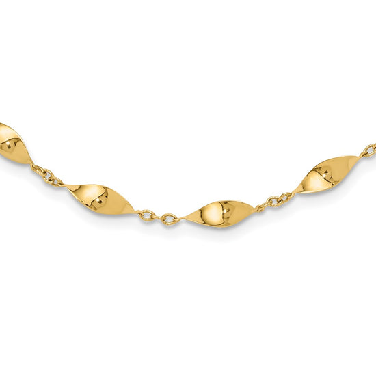 14K Polished Fancy Twisted Links 18 inch Necklace