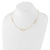14K Polished Linked Ovals and Diamond-cut Beads Fancy 3-Station 18 inch Necklace