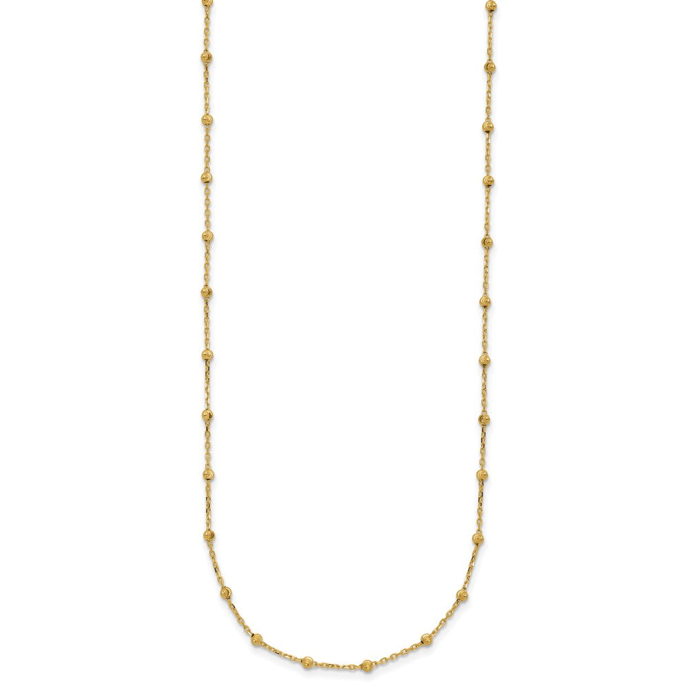 14K Polished and Diamond-cut Beaded 16.75 inch Station Necklace