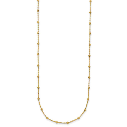 14K Polished and Diamond-cut Beaded 16.75 inch Station Necklace
