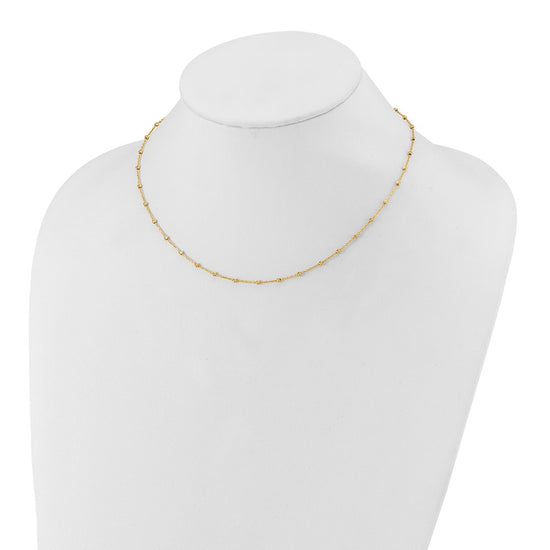 14K Polished and Diamond-cut Beaded 16.75 inch Station Necklace