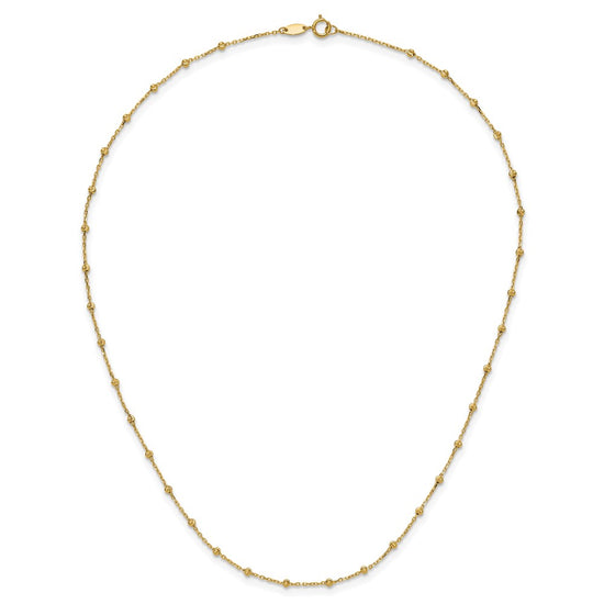 14K Polished and Diamond-cut Beaded 16.75 inch Station Necklace
