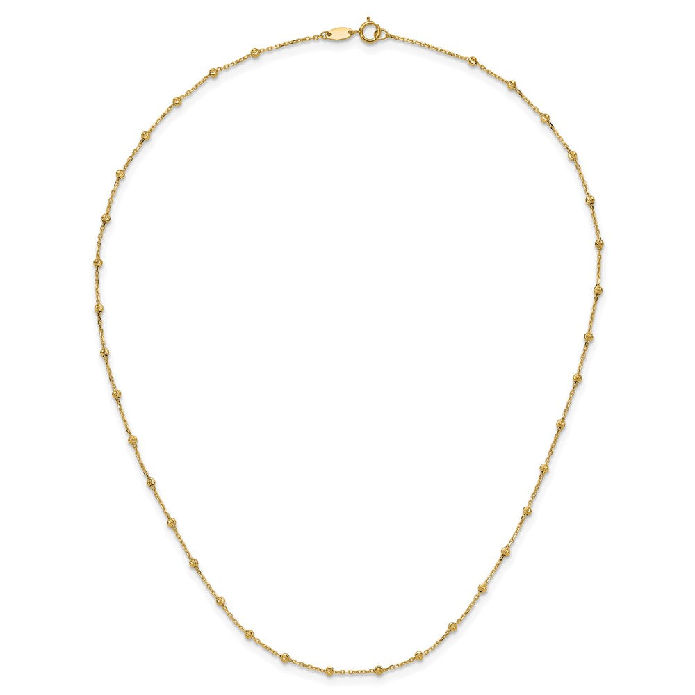 14K Polished and Diamond-cut Beaded 16.75 inch Station Necklace