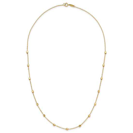 14K Polished Cube Bead 17 inch Station Necklace