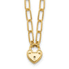 14K Polished Heart Lock Charm Paperclip Link 17.25 inch Necklace