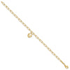 14K Polished Heart Lock Charm Paperclip Link 7.5 inch Bracelet