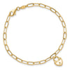 14K Polished Heart Lock Charm Paperclip Link 7.5 inch Bracelet