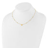14K Polished Heart and Diamond-cut Beads 15.5 inch Necklace Plus 2 inch Extender