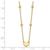 14K Polished Heart and Diamond-cut Beads 15.5 inch Necklace Plus 2 inch Extender