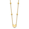 14K Polished Heart and Diamond-cut Beads 15.5 inch Necklace Plus 2 inch Extender
