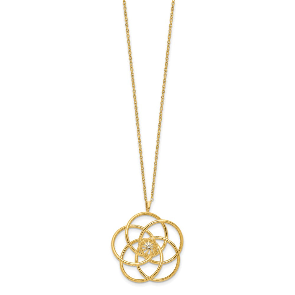 14k Polished Floral Pendant 17 inch Necklace