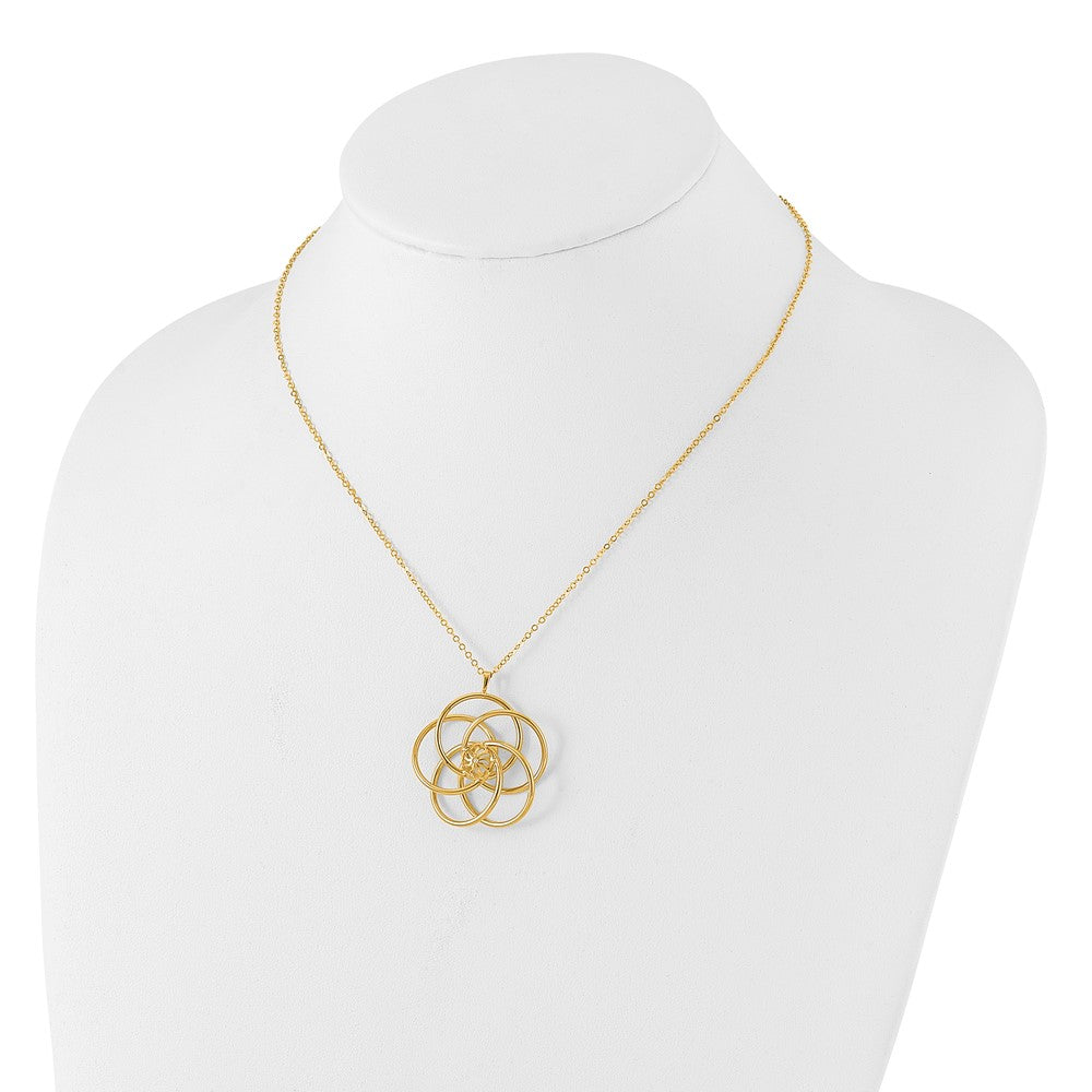 14k Polished Floral Pendant 17 inch Necklace