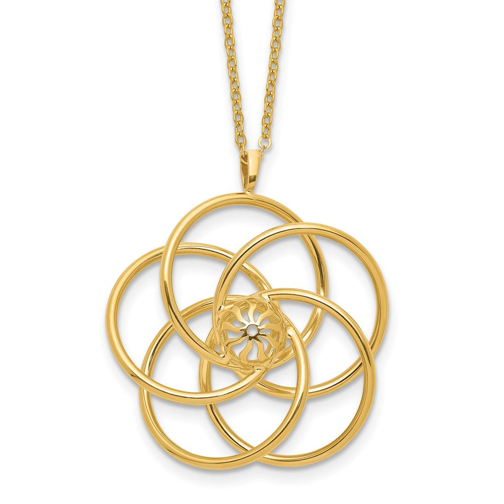 14k Polished Floral Pendant 17 inch Necklace