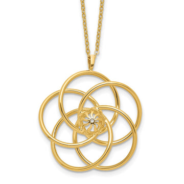 14k Polished Floral Pendant 17 inch Necklace