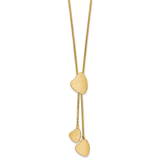 14k Fancy Satin Drop Dangle 17 inch Y-Necklace Plus 2 inch Extender