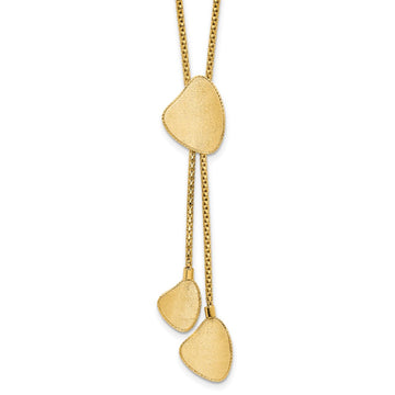 14k Fancy Satin Drop Dangle 17 inch Y-Necklace Plus 2 inch Extender