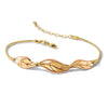 14K Two-tone Rose and Yellow Polished / Brushed Leaf w/ 1.5in ext. Bracelet