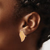 14K Two-tone Rose and Yellow Polished and Brushed Leaf Omega Back Post Earrings
