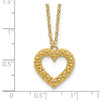 14K Polished Textured Heart Pendant 18 inch Necklace
