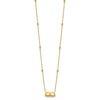 14K Polished Double Heart with Diamond-cut Beads 16 inch Necklace Plus 2 inch Extender