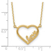 14K Polished Open Heart with LOVE Inside 17 inch Necklace Plus 0.5 inch Extender