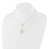 14K Two-tone Polished Adjustable-Dangle Heart and Key 17 inch Lariat Necklace