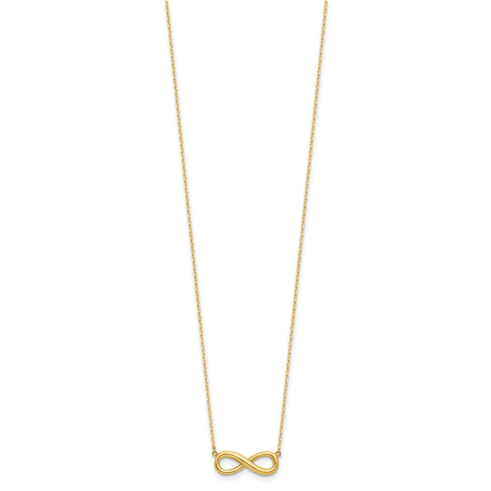 14k Polished Infinity Symbol 16.5 inch Necklace Plus 1 inch Extender