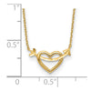 14k Polished Heart with Arrow 18 inch Necklace Plus 2 inch Extender