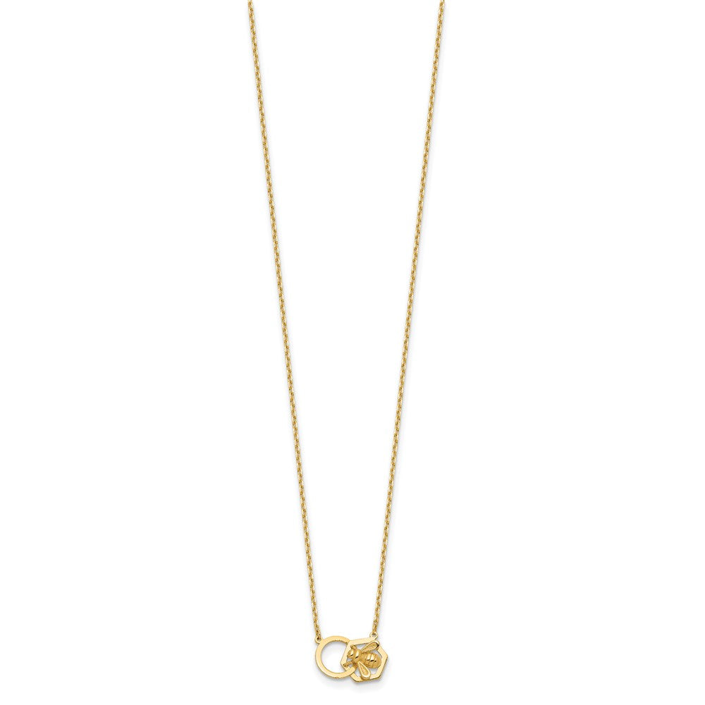 14K Polished Bee and Circle 17.5 inch Necklace